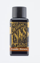 Load image into Gallery viewer, A bottle of 30ml Diamine Saddle Brown fountain pen ink, in front of a white background.

