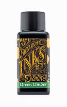 Load image into Gallery viewer, A bottle of 30ml Diamine Green Umber fountain pen ink, in front of a white background.
