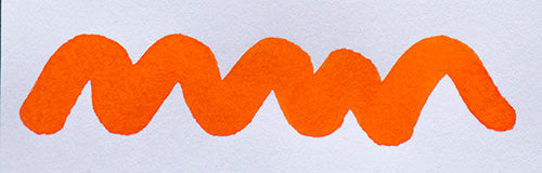 A colour swatch of Diamine Orange fountain pen ink.