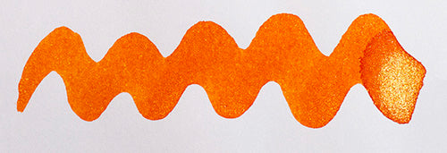 A colour swatch of Diamine Inferno Orange fountain pen ink.