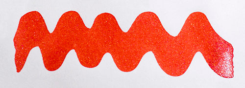 A colour swatch of Diamine Firestorm Red fountain pen ink.