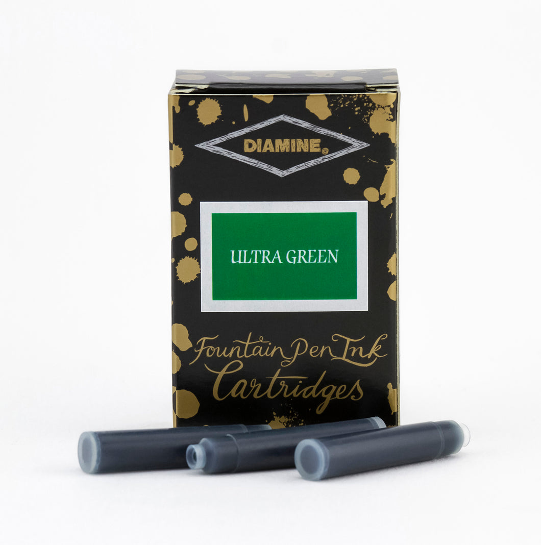 Diamine Fountain Pen Ink Cartridges - Ultra Green