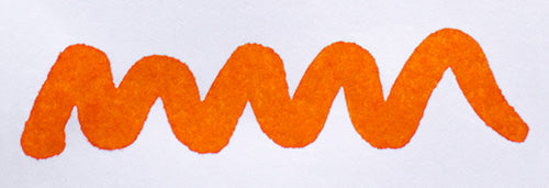 A colour swatch of Diamine Blaze Orange fountain pen ink.