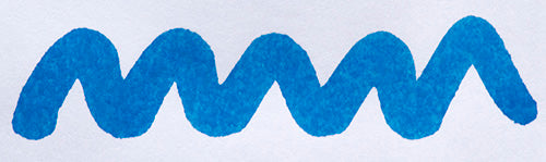 A colour swatch of Diamine Mediterranean Blue fountain pen ink.