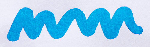 A colour swatch of Diamine Aqua Blue fountain pen ink.