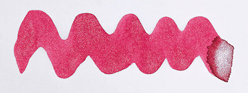 A colour swatch of Diamine Electric Pink shimmering fountain pen ink.
