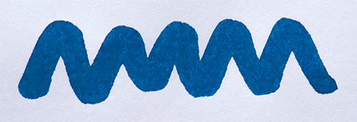 A colour swatch of Diamine Asa Blue fountain pen ink.